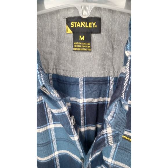 Stanley Blue & White Plaid Flannel Button Front Long Sleeve Shirt - Picture 8 of 12